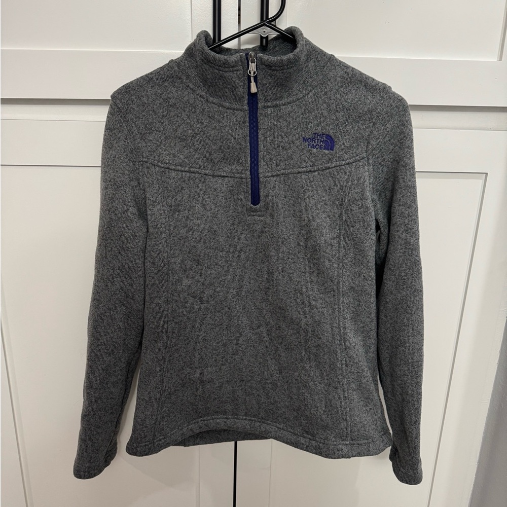 The North Face Gray Fleece Pullover with Purple Accents